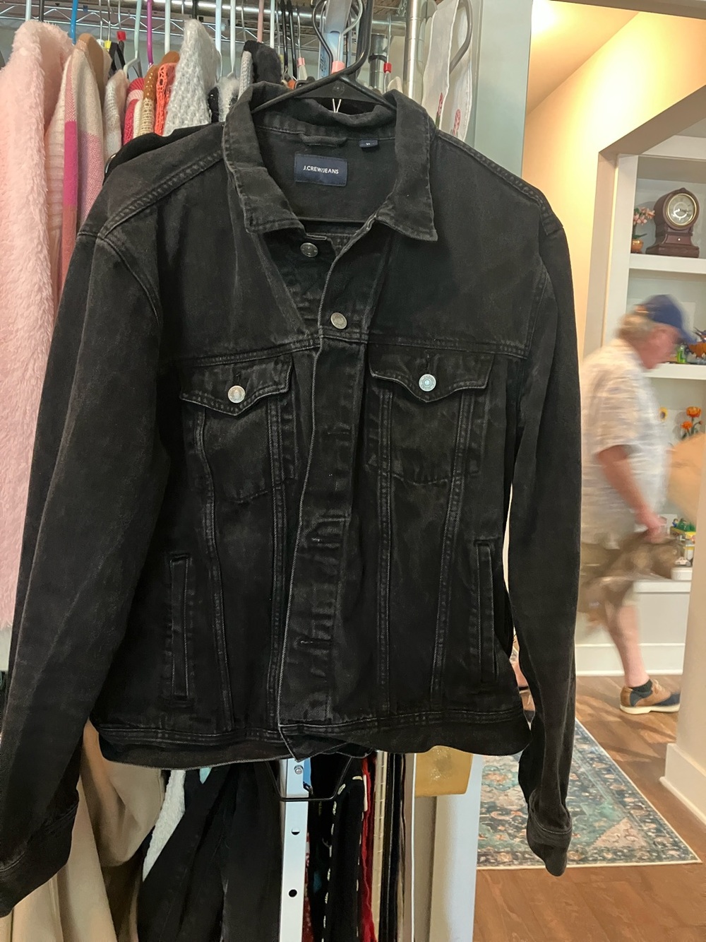 J. Crew Black Washed Denim Trucker Jacket